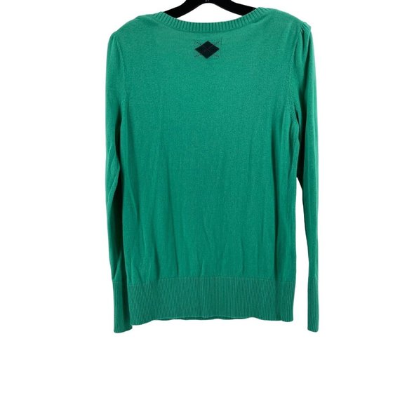 Old Navy Women's Green Knit Long Sleeve Sweater Argyle Scoop Neck Size M - Picture 3 of 10